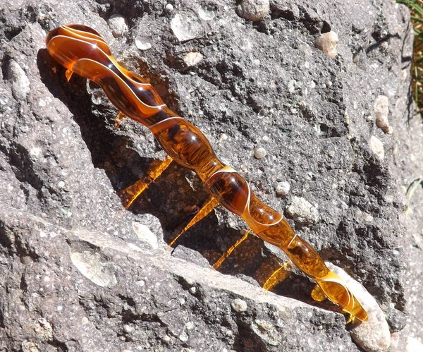 Haarstab (Bubble) "Amber Water", 11,5cm